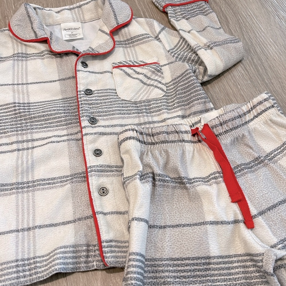 Hearth & Hand Unisex Toddler 4T Christmas/Holiday Tartan Plaid 2pc Pajama Set - Picture 2 of 9